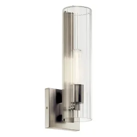 Jesma 14" 1-Light Wall Sconce With Clear Fluted Glass, Brushed Nickel Finish