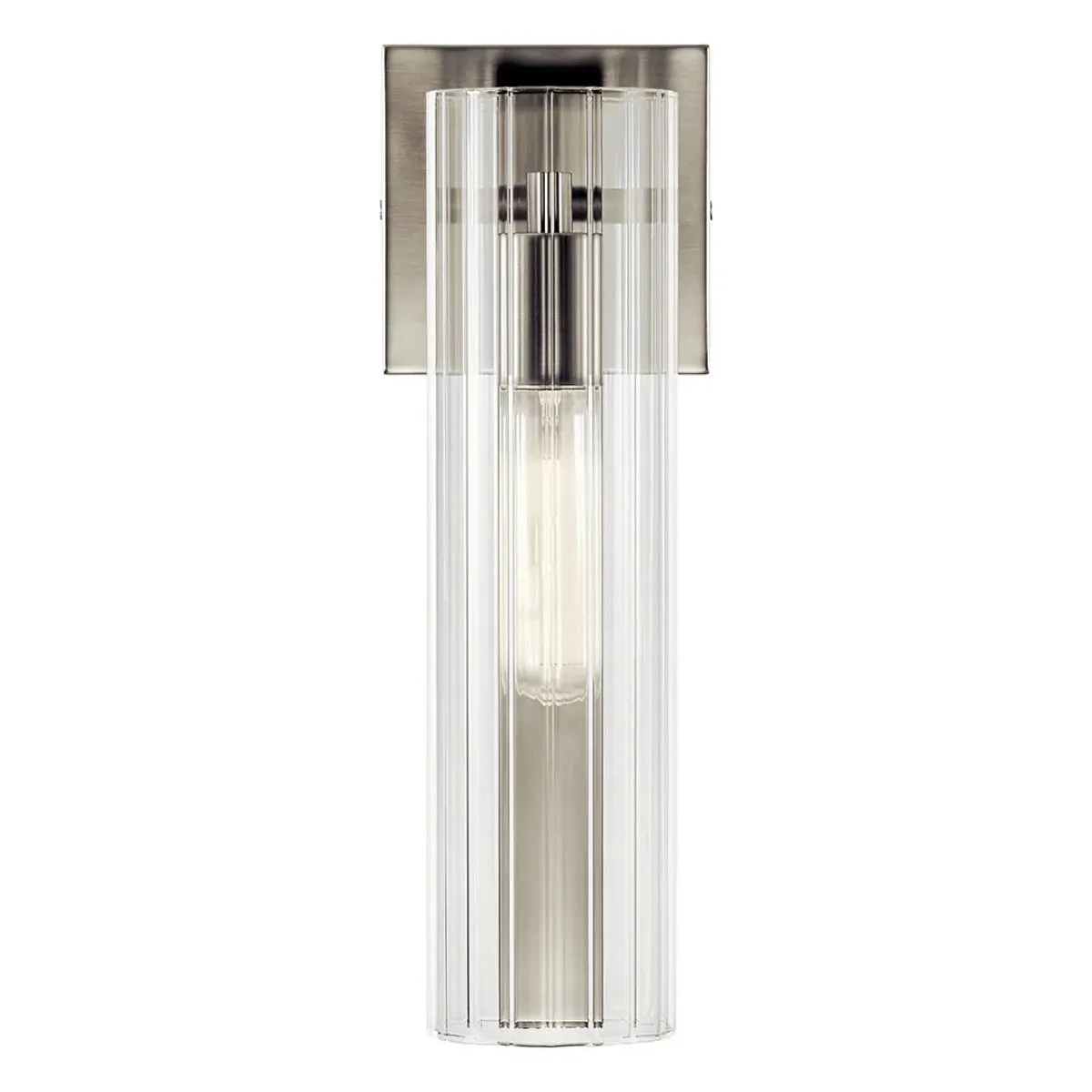 Jesma 14" 1-Light Wall Sconce With Clear Fluted Glass, Brushed Nickel Finish