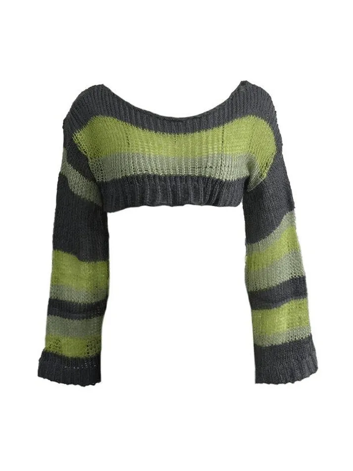 Joskaa Striped Long Sleeve Bolero Sweater Top