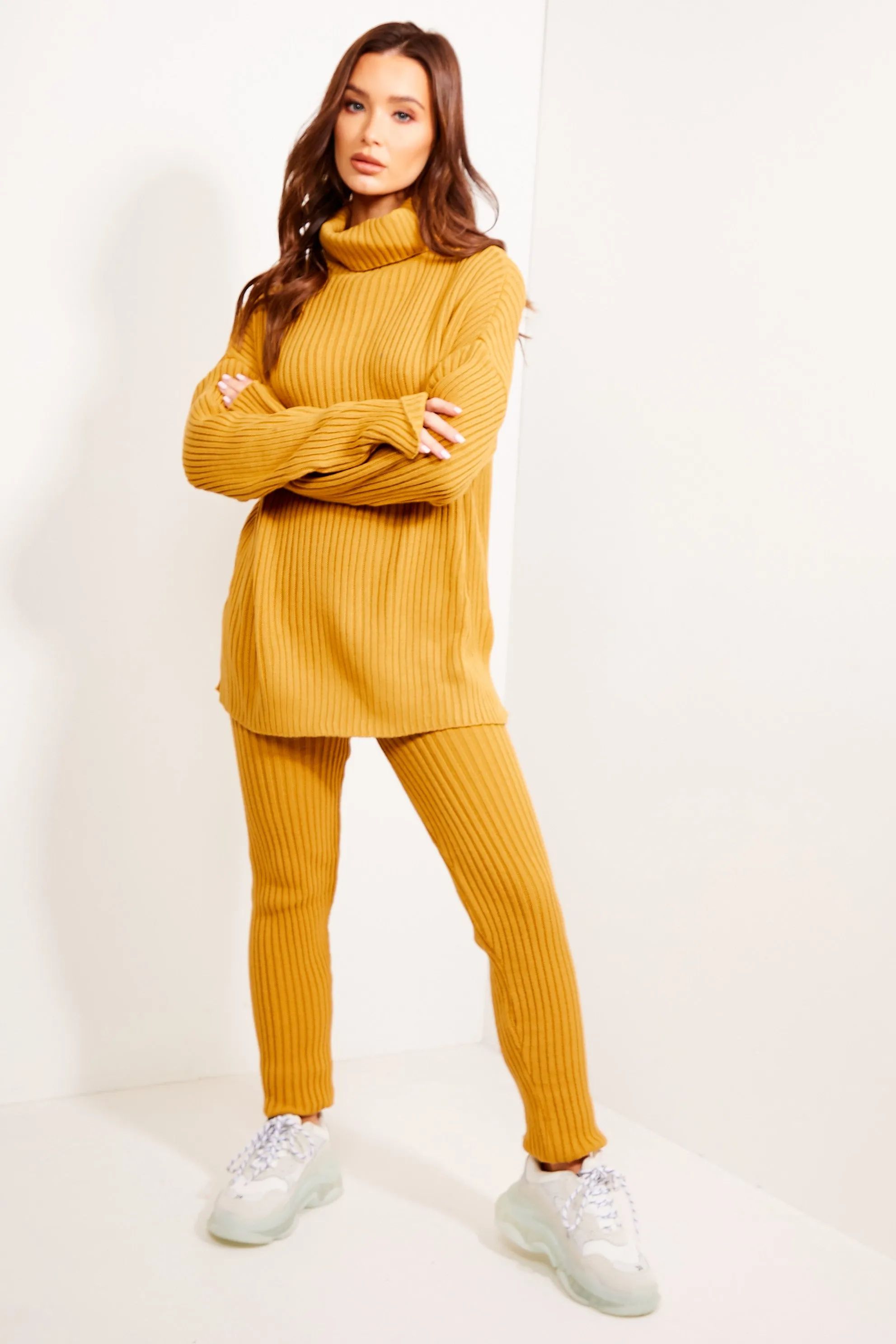 Juniper Camel Oversized Roll Neck Co-Ord