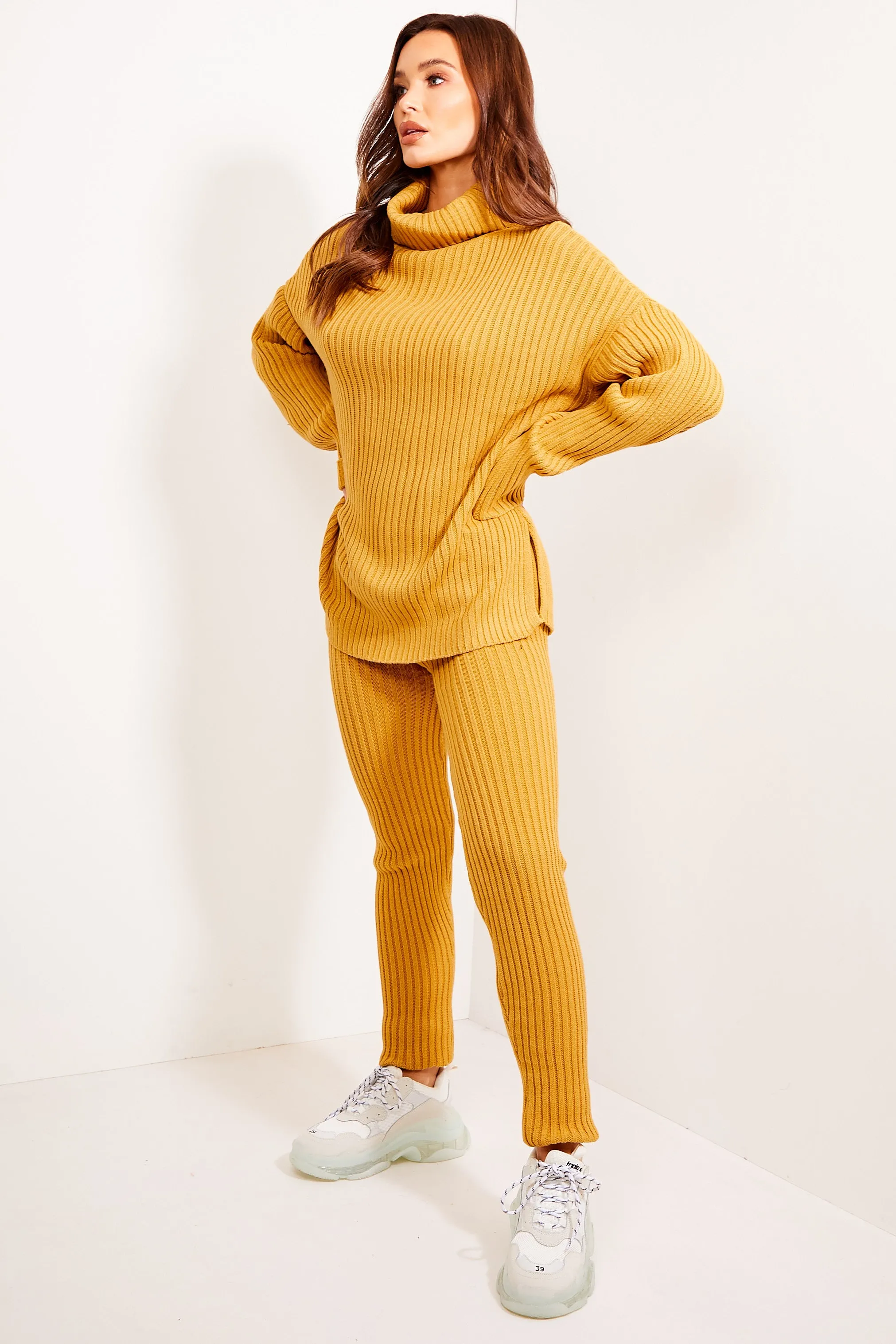 Juniper Camel Oversized Roll Neck Co-Ord
