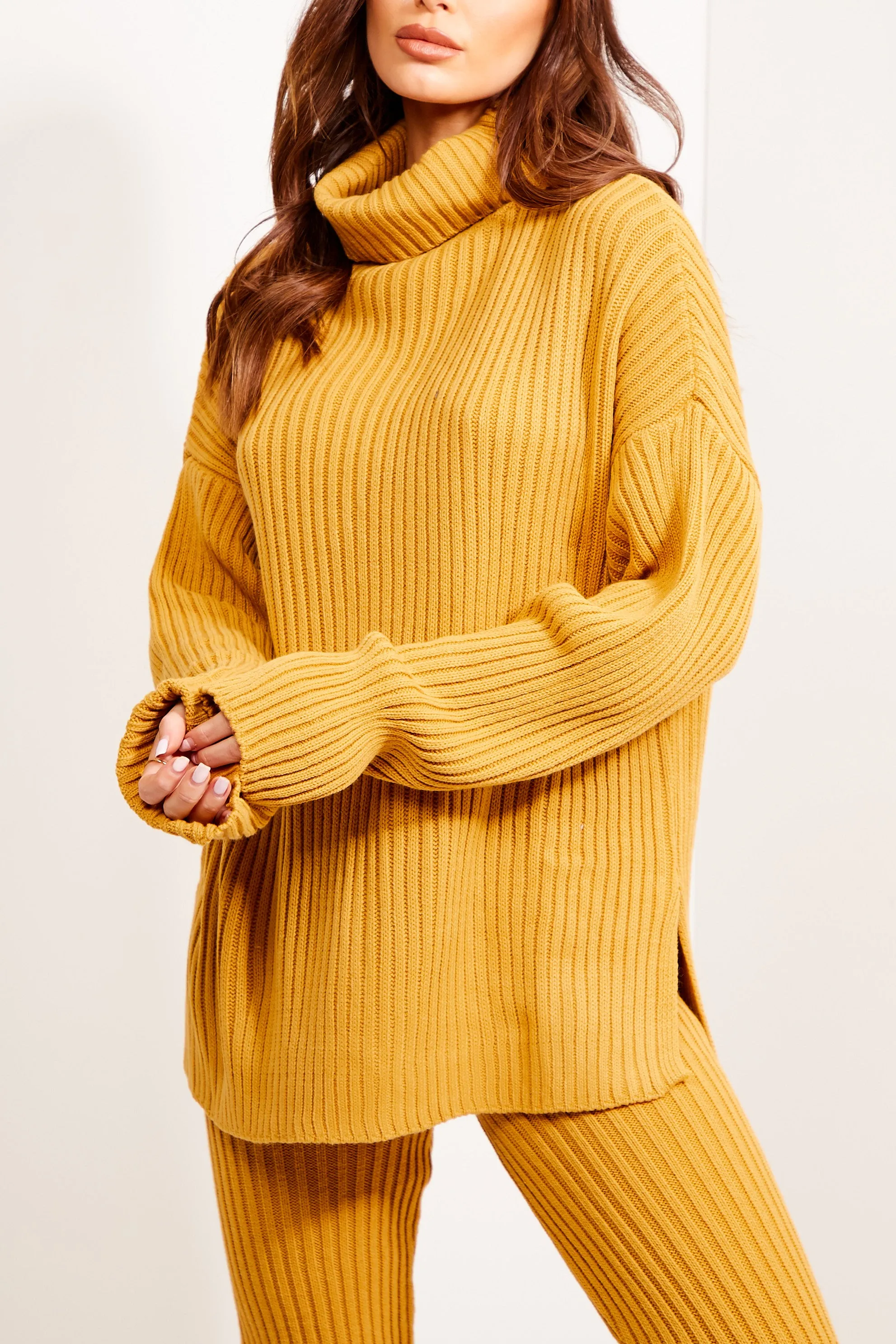 Juniper Camel Oversized Roll Neck Co-Ord