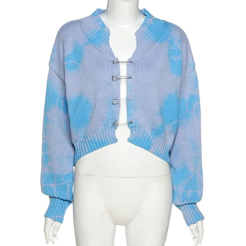 Knit Paisley Crop Cardigan with Button Closure