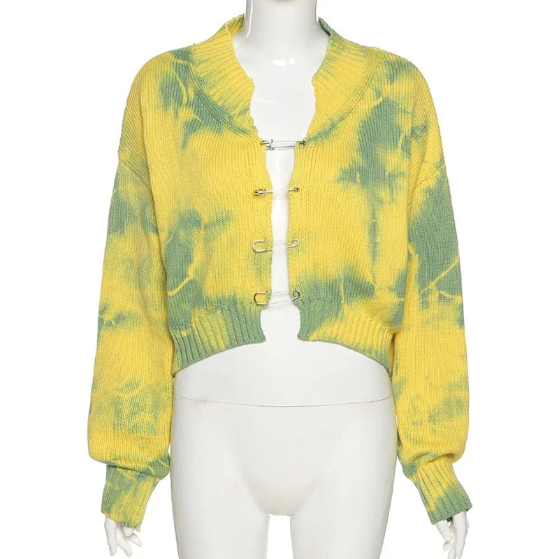Knit Paisley Crop Cardigan with Button Closure