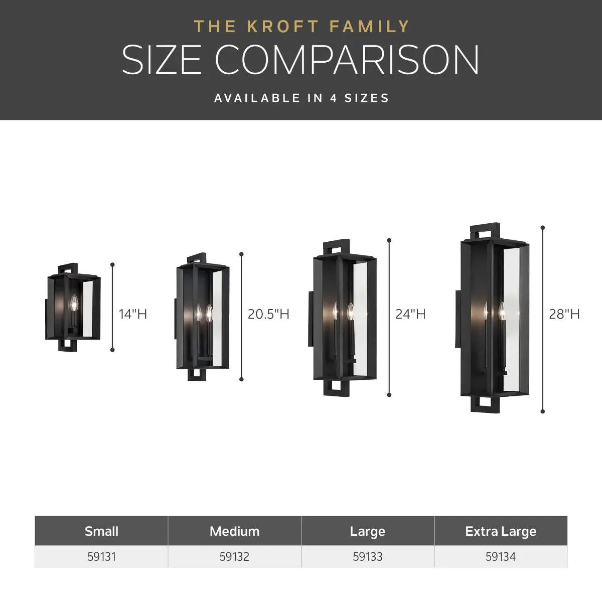 Kroft 24 In 2-Lights Outdoor Wall Light, Black Finish
