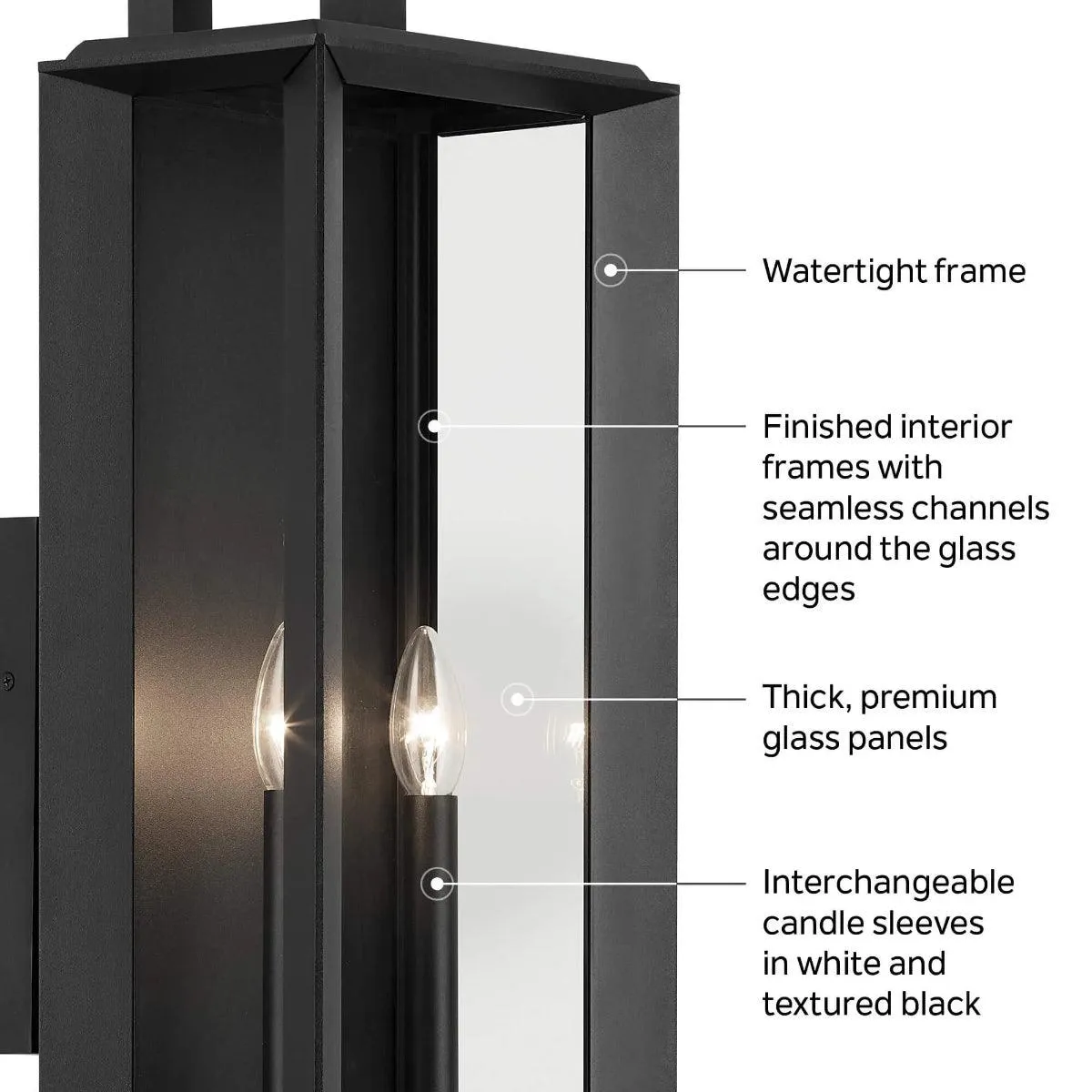 Kroft 24 In 2-Lights Outdoor Wall Light, Black Finish