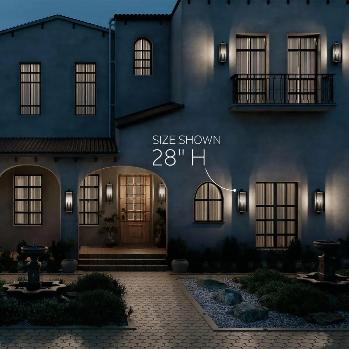Kroft 24 In 2-Lights Outdoor Wall Light, Black Finish
