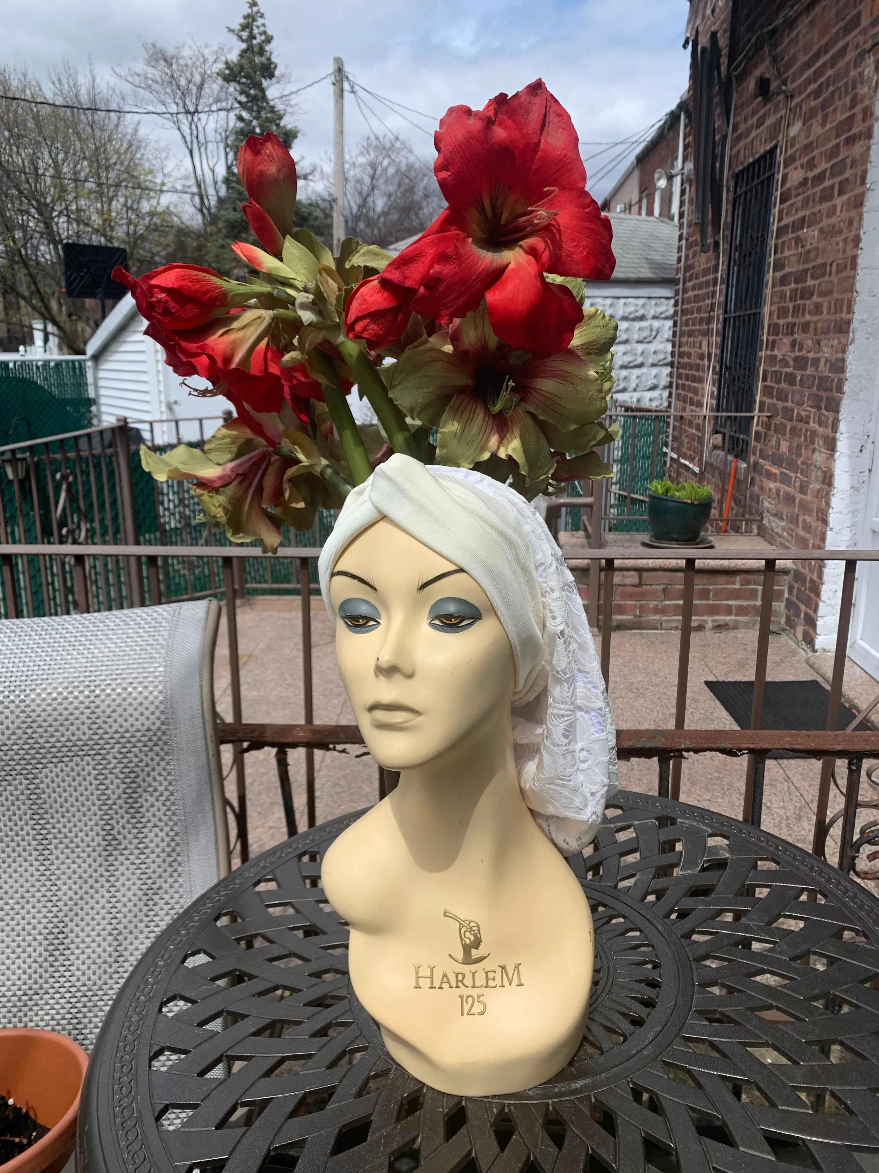 Lace Turban Tichel Head Covering | Light Color Ivory Snood Turban | Fancy Dressy Headscarf For Women | Made in USA