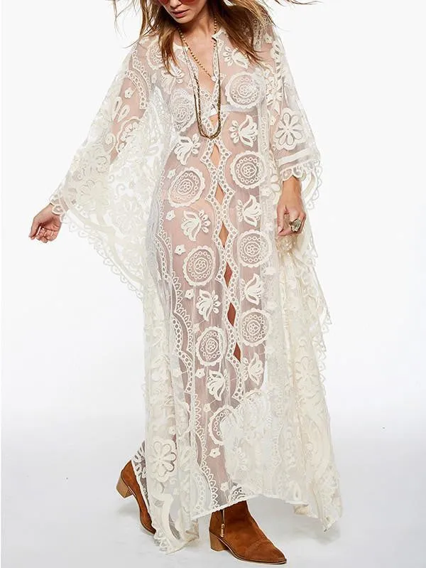 Lace V Neck Maxi Dress