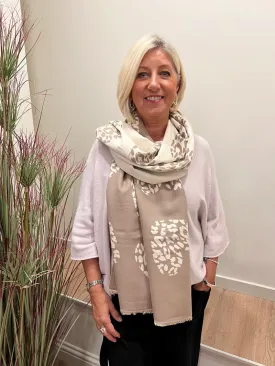 Leopard Heart Scarf Taupe