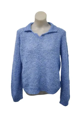 Lightweight baby blue handknit jumper, S