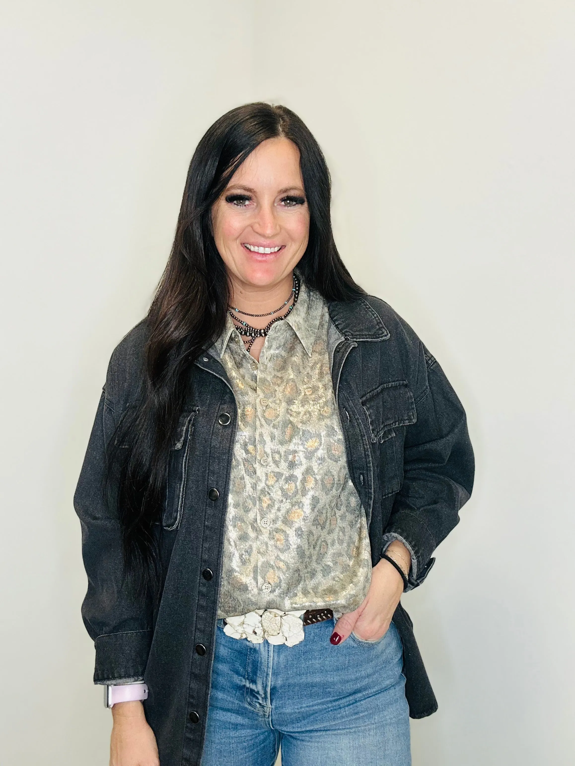 Livy Leopard Print Taupe Blouse