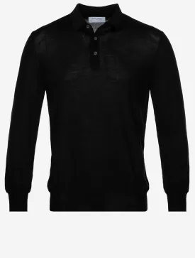 Long Sleeve Tennis Polo Black