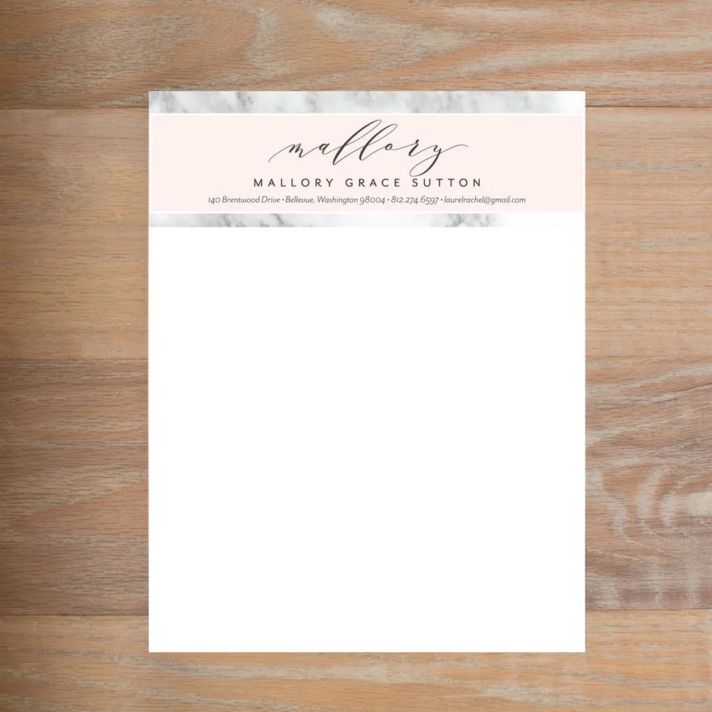 Marble Blush Custom Letterhead