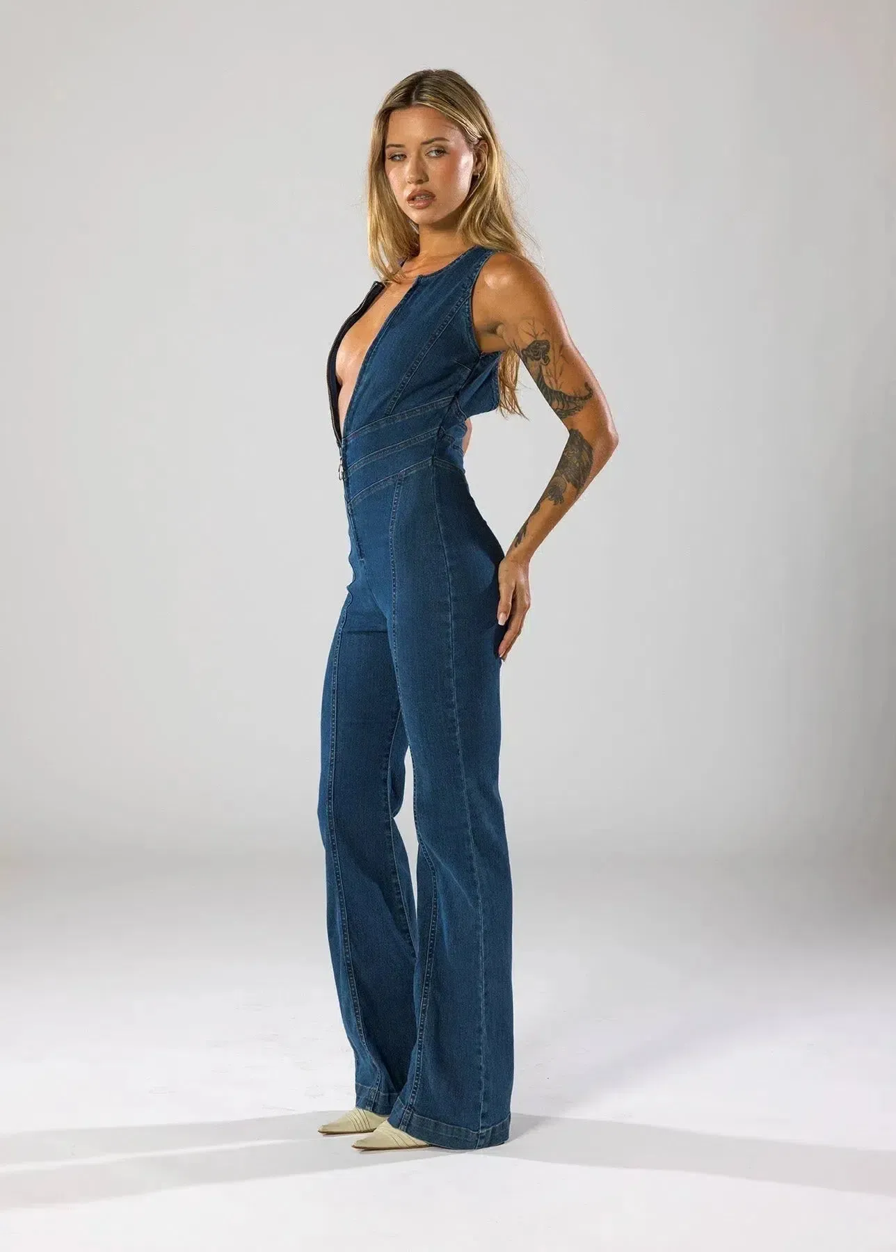 Margot – High-waisted design – Denim jumpsuit
