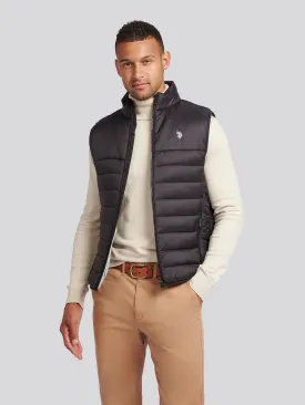 Mens Panelled Quilted Gilet in Black Bright White DHM