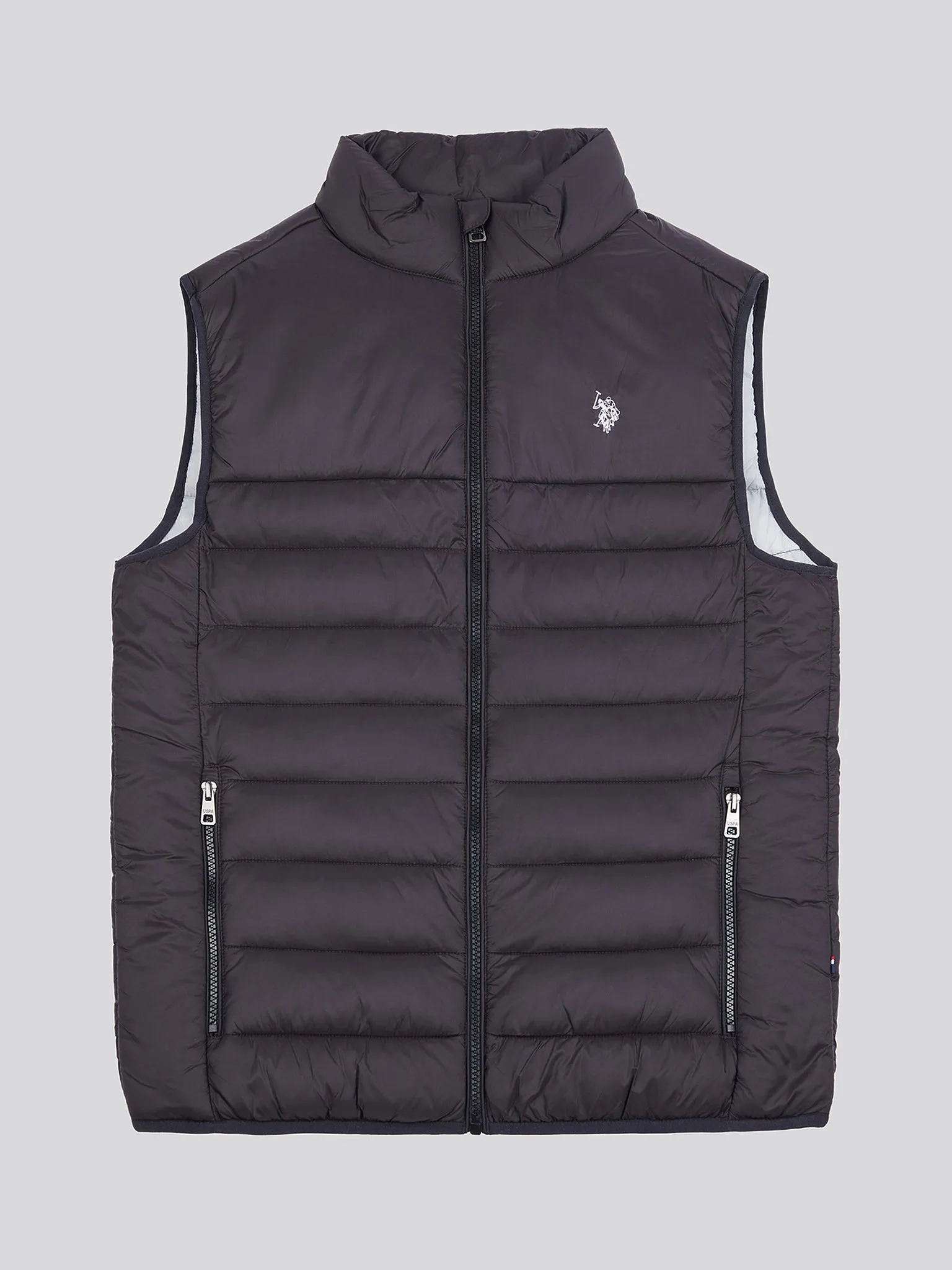 Mens Panelled Quilted Gilet in Black Bright White DHM