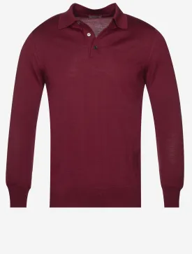 Merino Long Sleeve Polo Bordeaux