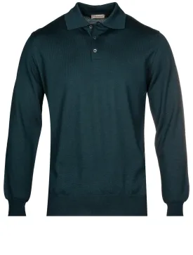 Merino Long Sleeve Polo Green