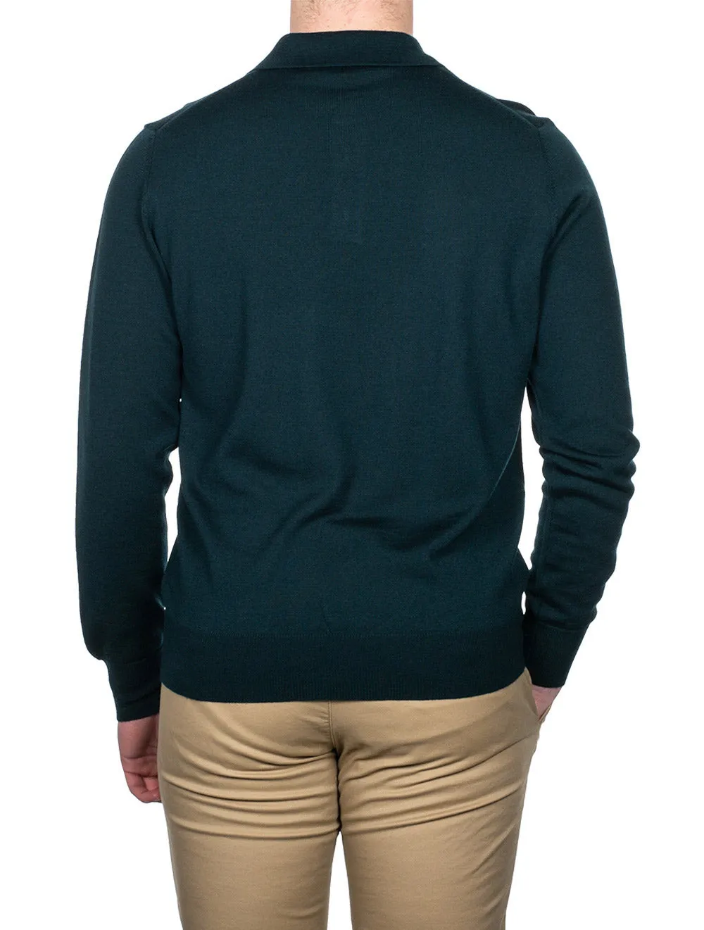 Merino Long Sleeve Polo Green