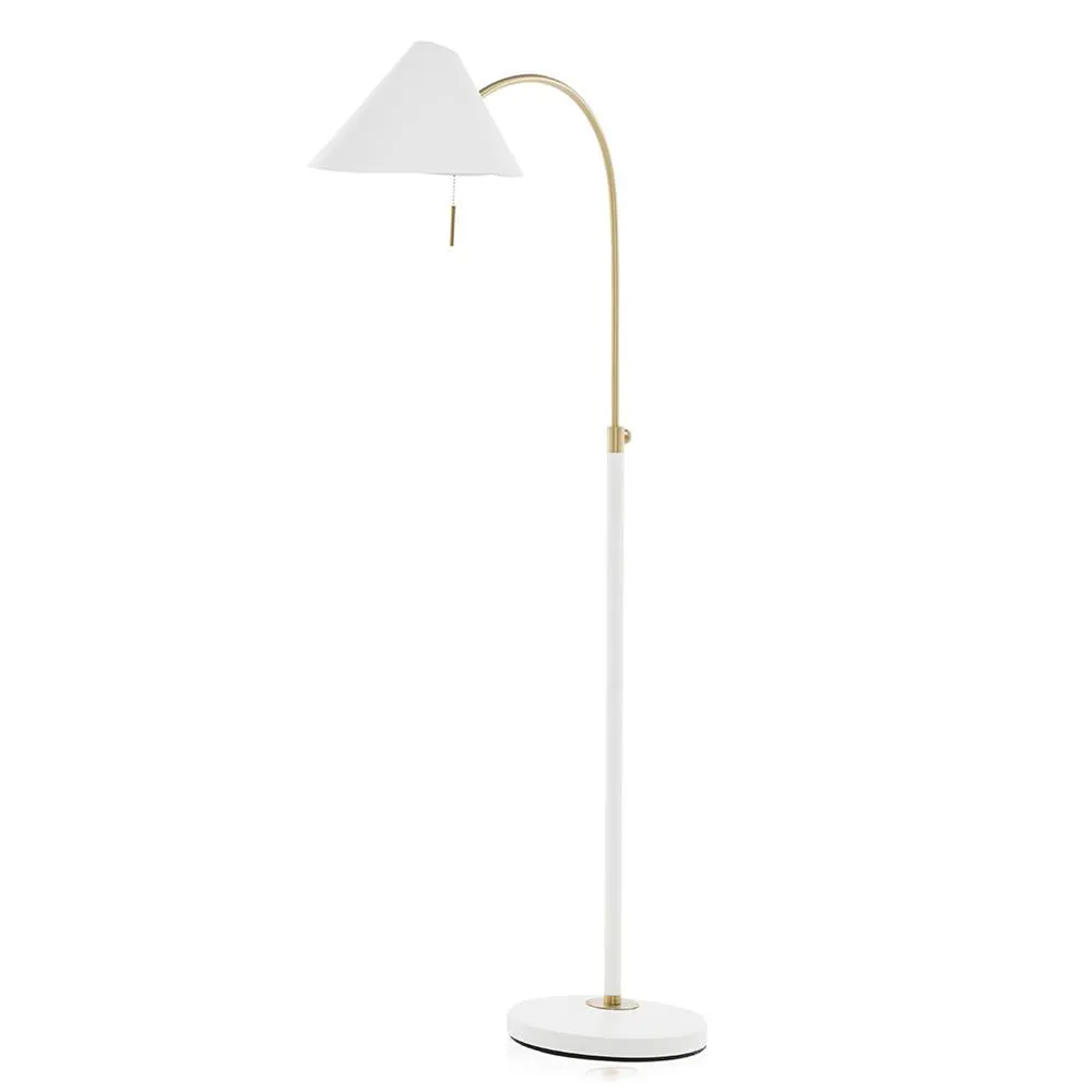 Mid Century Task Floor Lamp - White