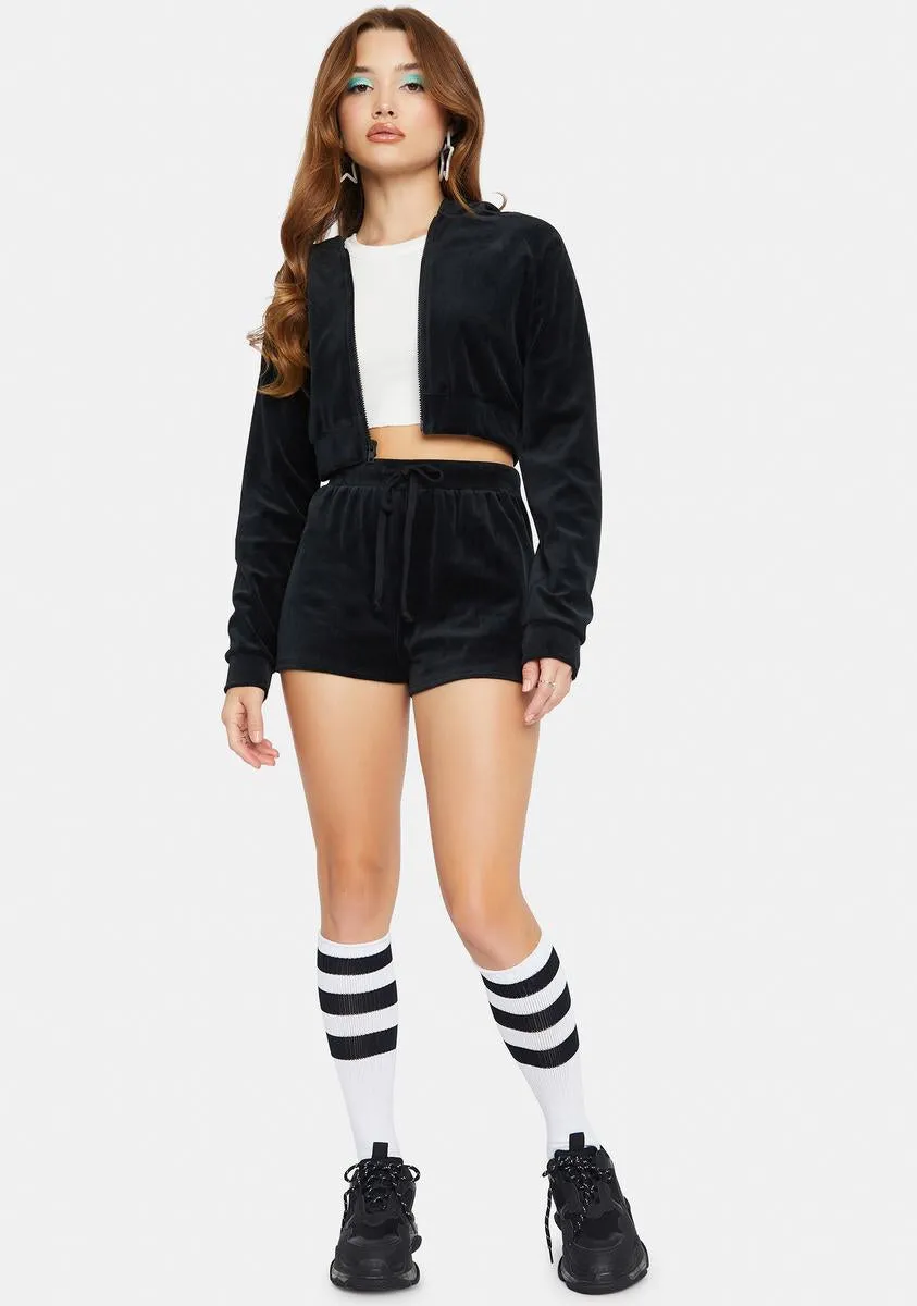 Midnight No Surprise Velour Shorts Set