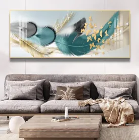 Modern Abstract Golden Feather Wall Art