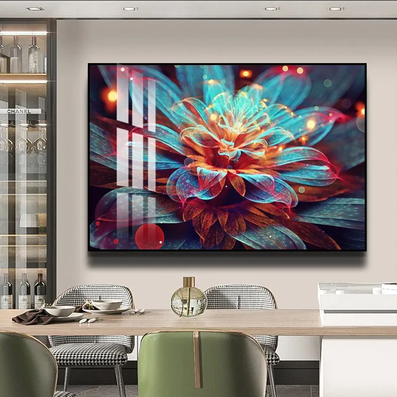 Modern Diamond Flower Gold Frame Wall Art