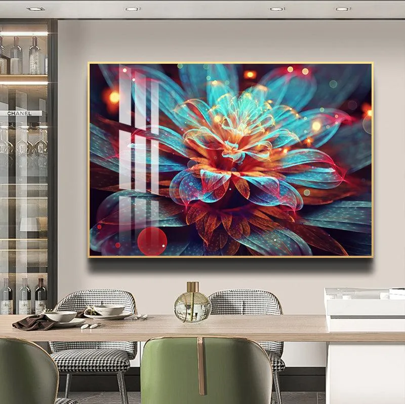 Modern Diamond Flower Gold Frame Wall Art