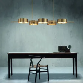 Modern Gold Metal Chandelier With Circular Elements