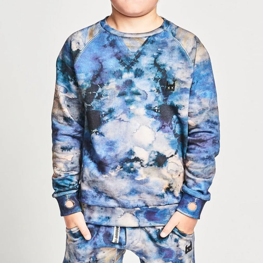 Munster Kids - Water Crew Sweatshirt in Blue Dye