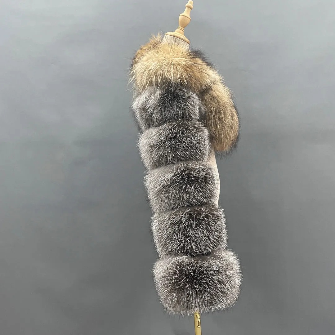 Natural Raccoon/Fox Cropped Luxury Fur Coat
