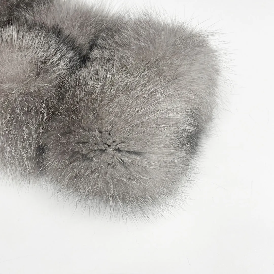 Natural Raccoon/Fox Cropped Luxury Fur Coat