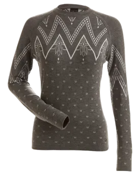 Nils Mikaela Women's Base Layer Knit Top - Graphite/Heather White