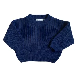 Organic Cotton Knit Oversized Sweater · Gender-neutral · Navy Color