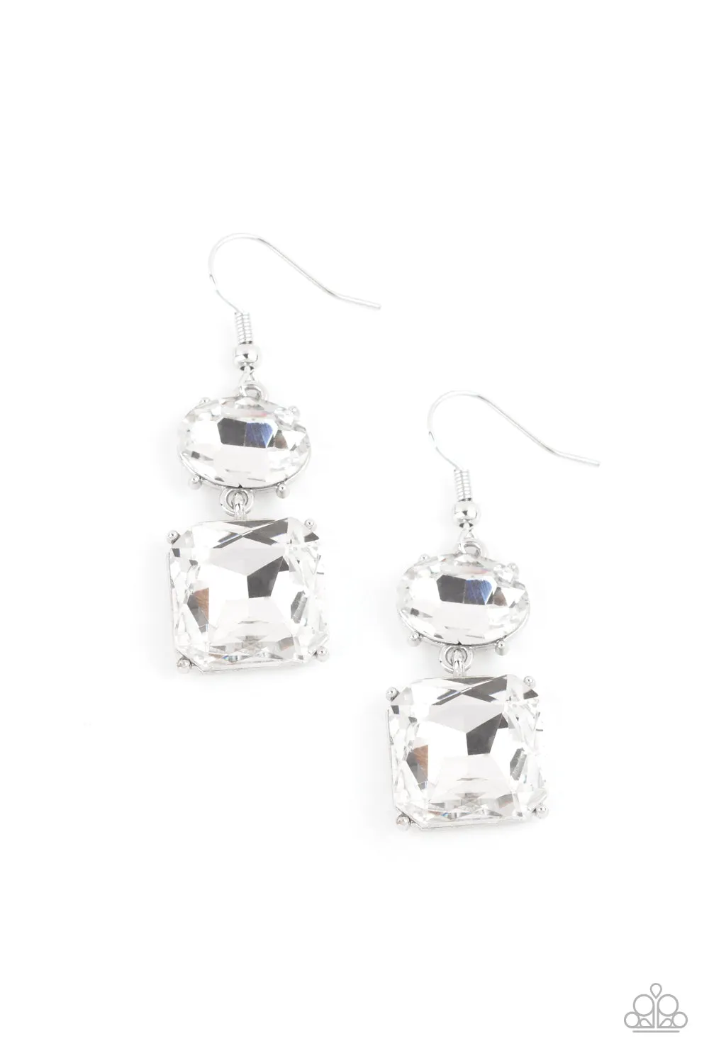Paparazzi All ICE On Me - White Gem Earrings