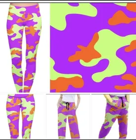Purple/green/orange leggings & capris with pockets