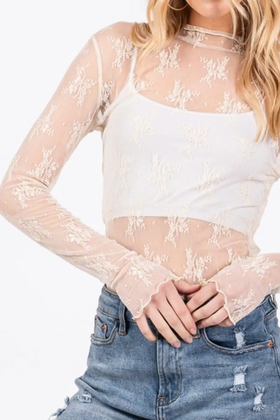 Raleigh Lace Mock Neck Top (3 color choices)