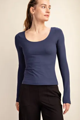Recycled Butter Round Neck Long Sleeve Top