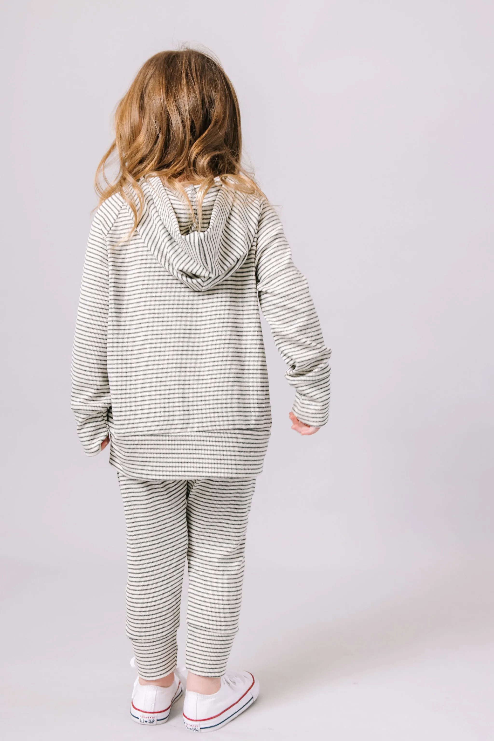 rib knit jogger - narrow charcoal stripe