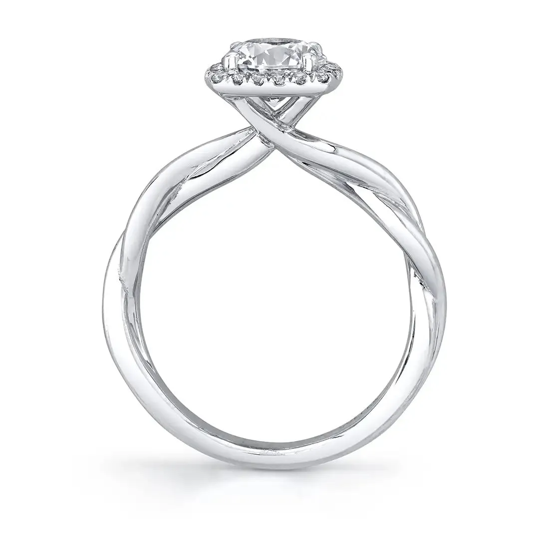 Round Cut Modern Halo Spiral Engagement Ring - Coralie