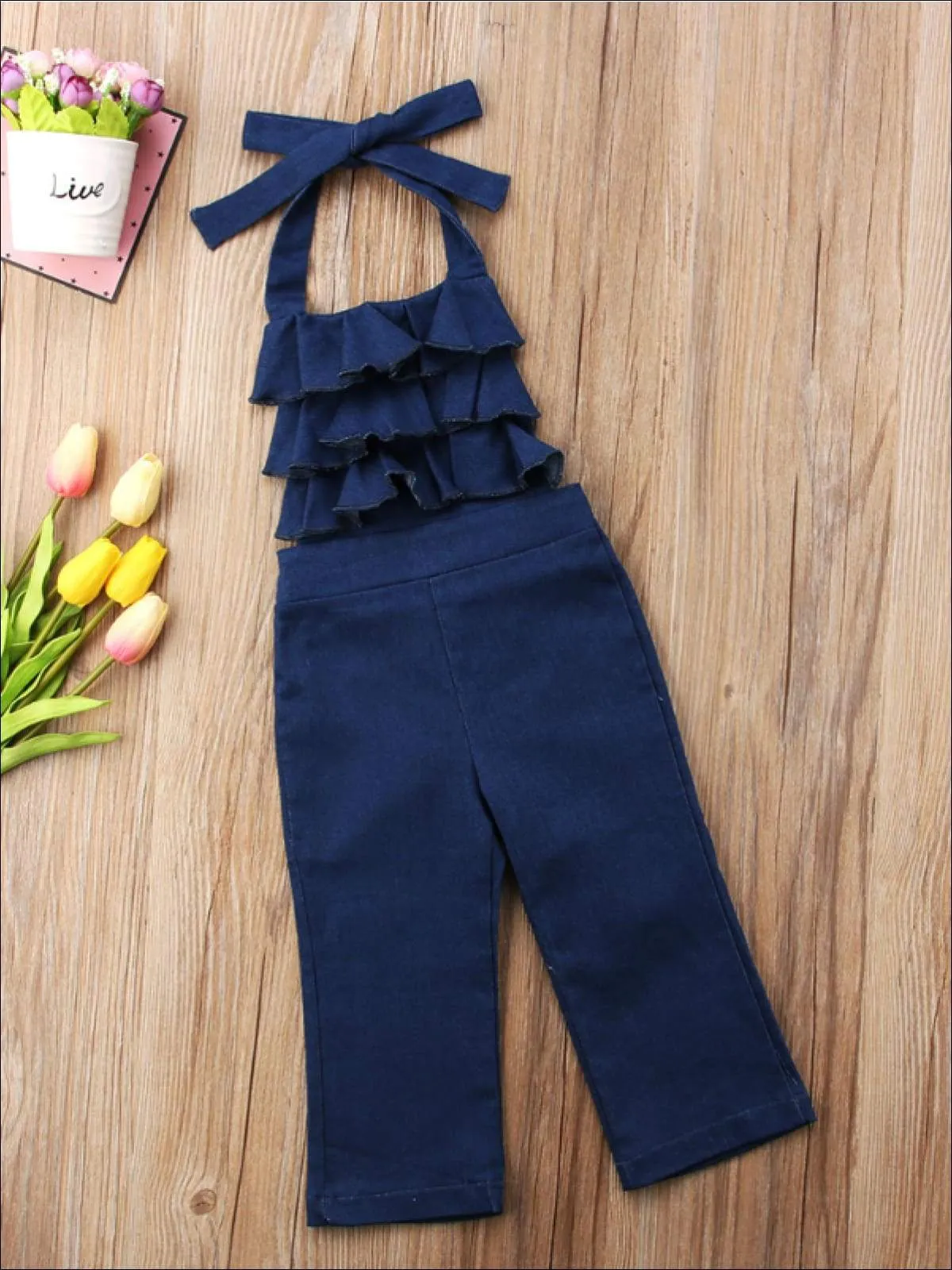 So Effortless Ruffled Chambray Jumpsuit
