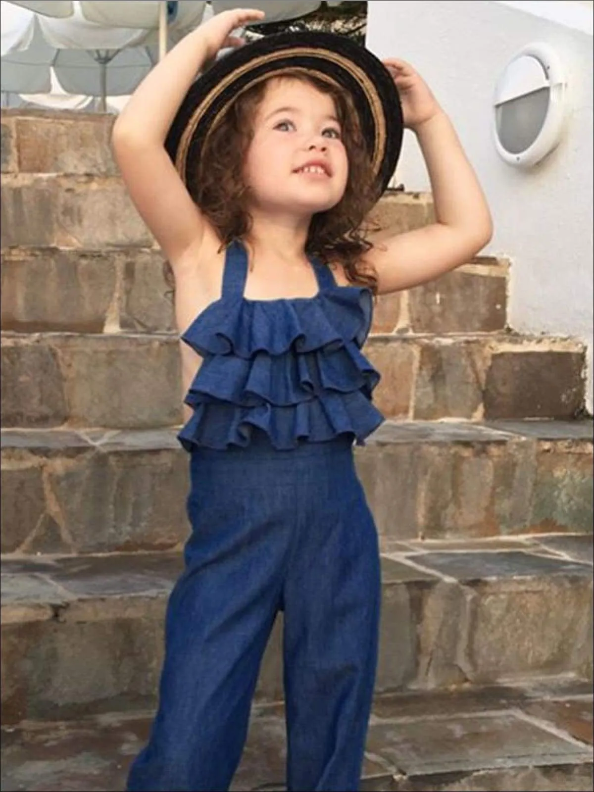 So Effortless Ruffled Chambray Jumpsuit