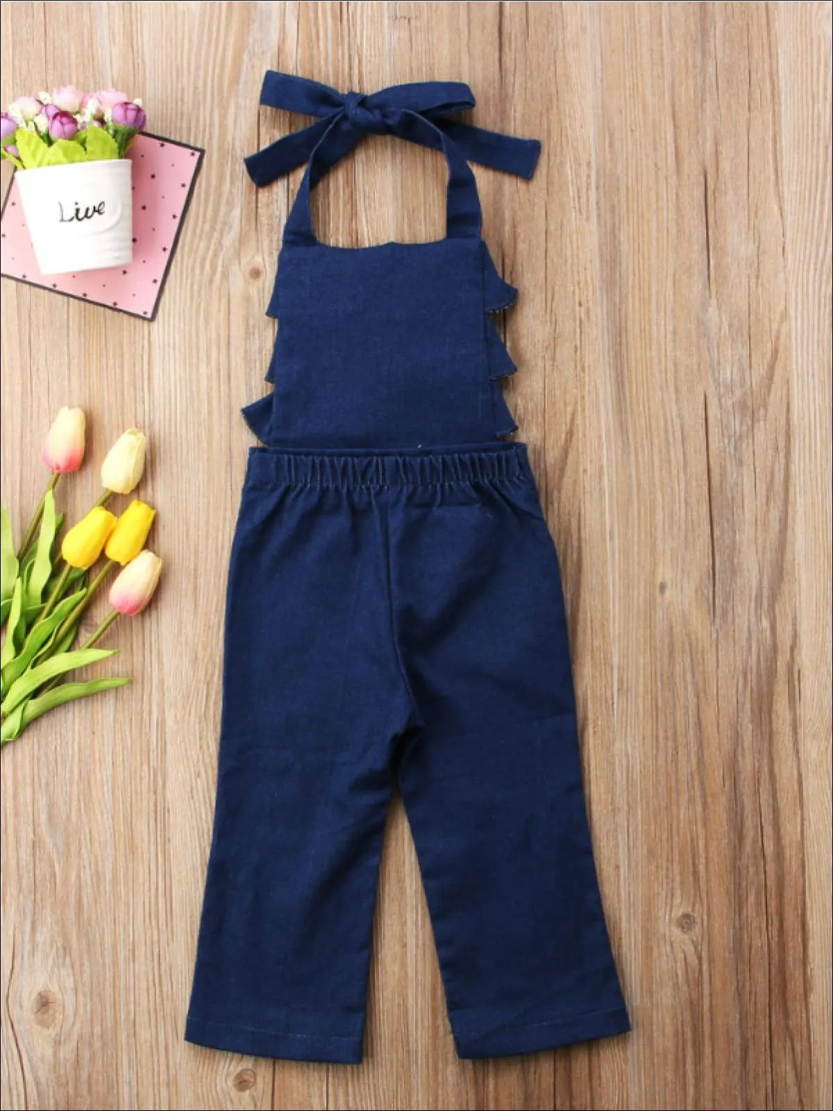 So Effortless Ruffled Chambray Jumpsuit