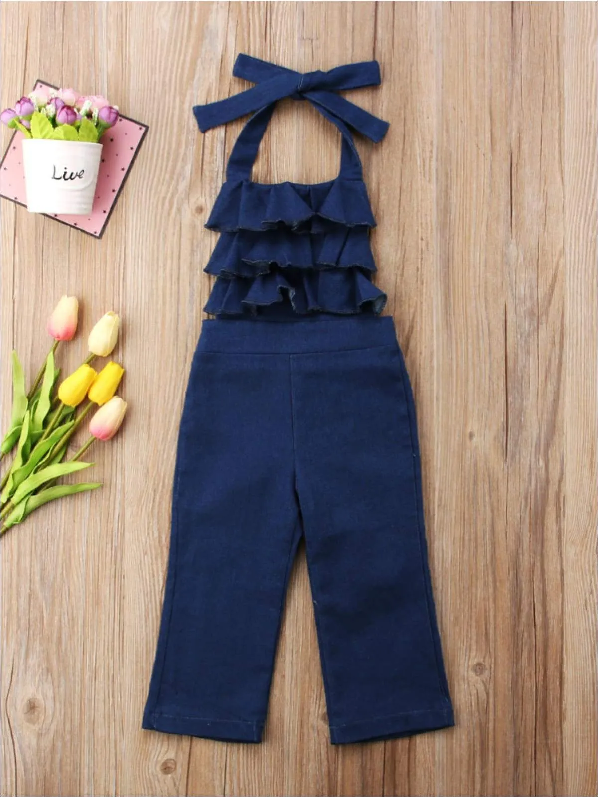 So Effortless Ruffled Chambray Jumpsuit