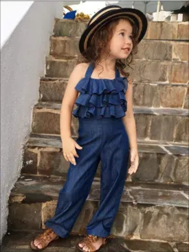 So Effortless Ruffled Chambray Jumpsuit