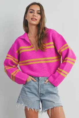 Stripe Cropped Sweater Top