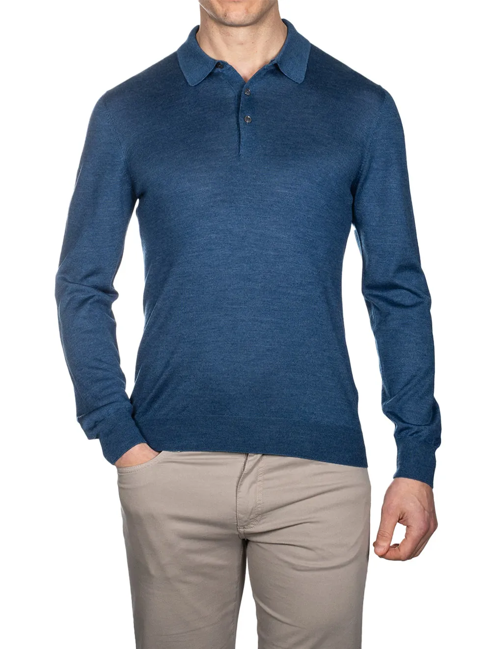 Tennis Long Sleeve Polo Blue