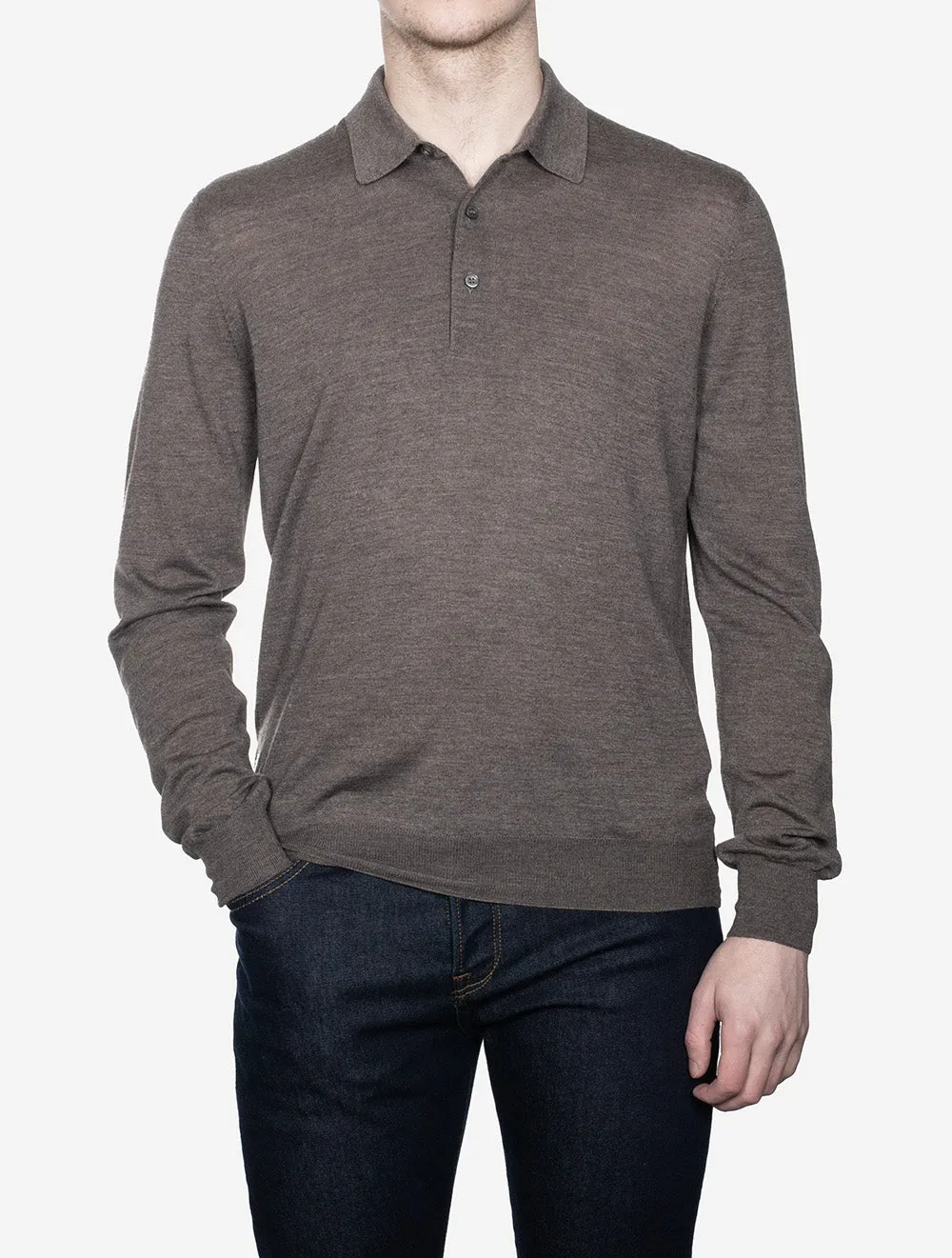 Tennis Polo Long Sleeve Brown