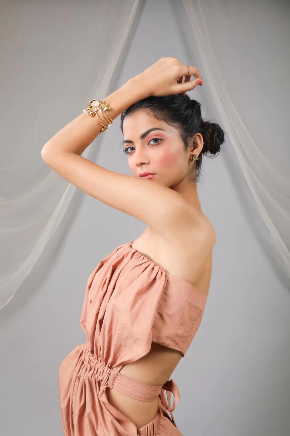 Toasted Almonnd Cross Shoulder Jumpsuit